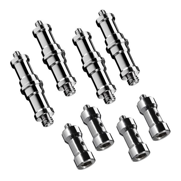 Walimex Set 4x Spigot Gewinde Adapter 3/8 Zoll bis 1/4 Zoll und 4x Spigot Gewinde Adapter 3/8 Zoll auf 1/4 Zoll, 1023559