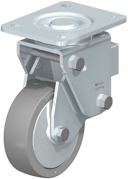 Blickle LHF-ALTH 125K-3-AS-FA Stahlblech-Lenkrolle, Schwerlast-Ausführung, mit Stahlfeder, Blickle Extrathane®, Grau, 853741