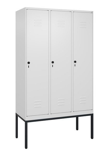 C+P Umkleidespind Classic PLUS mit Mitteltrennwand, Gestell, 3 Abteile, 2120x1200x500mm, 9016/9016, Drehriegel, 0800307-32F S10014