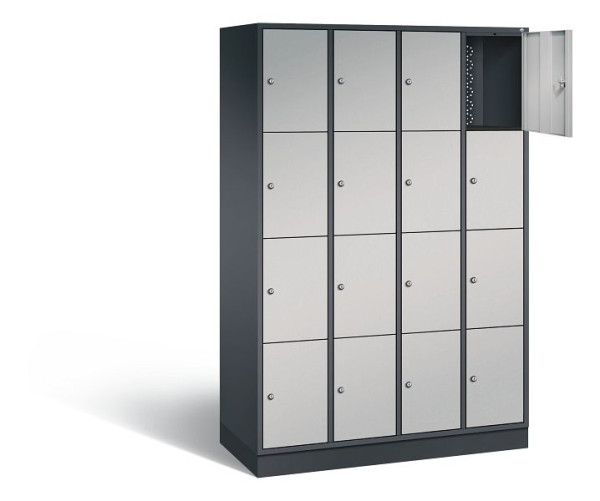 C+P Schließfachschrank Intro, H1950xB1220xT490mm, Farbe: Schwarzgrau / Weißaluminium, 8470-401 S10077