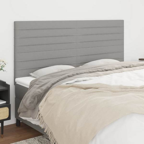 vidaXL Kopfteile 4 Stück Hellgrau 80x5x78/88 cm Stoff, 3116478