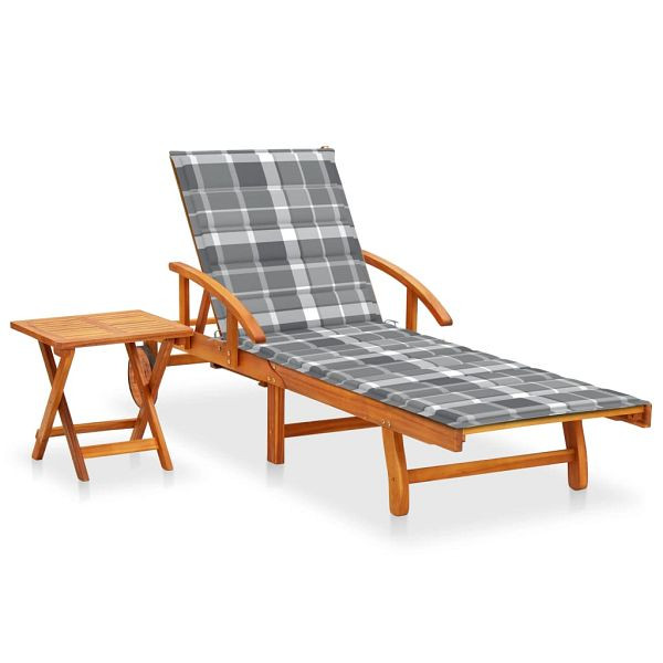 vidaXL Sonnenliege mit Tisch und Auflage Akazie Massivholz, 3061631
