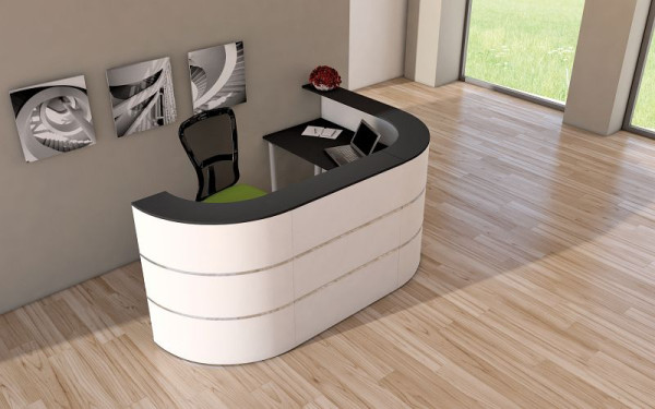 Kerkmann Theke Cento 6, B 2600 x T 1800 x H 1100 mm, weiß/anthrazit, 21385510