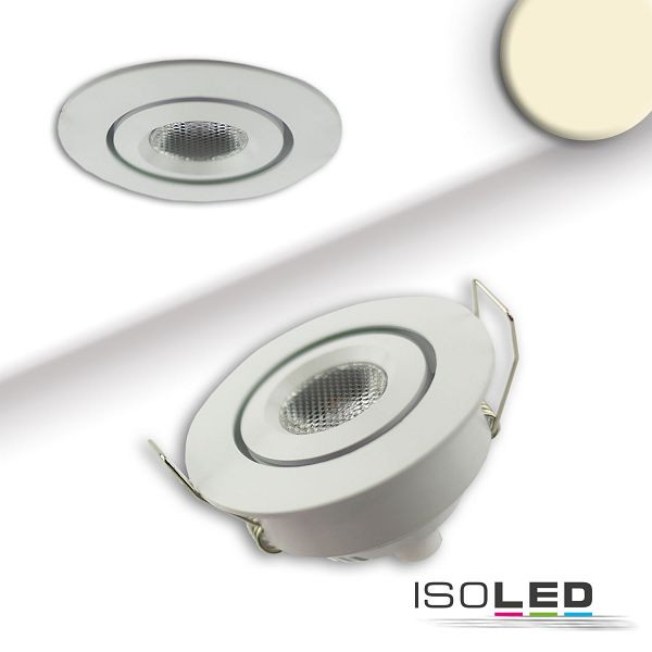 ISOLED LED Einbauleuchte MiniAMP weiß, 3W, 12V DC, warmweiß, dimmbar, 100cm Kabel, 115628