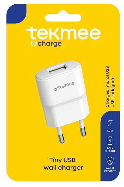 Tekmee Ladeadapter USB weiß, 5V/1A, 40 43 01 93, 3661975331611