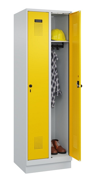 C+P Spind Evolo PLUS, mit Sockel, 2 Abteile, 1950x600x500mm, 7035/1004, Verschluss Drehriegel, Ablageböden 2, 049020-20 S10000