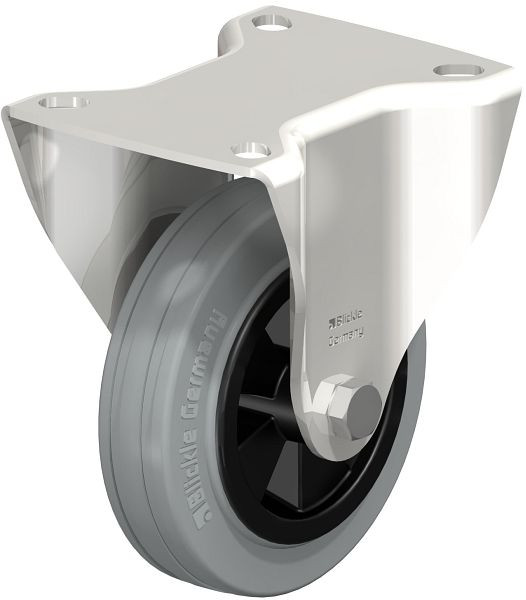 Blickle BX-VPP 100G-SG Edelstahl-Bockrolle mit Anschraubplatte, Vollgummi, Grau, 297481