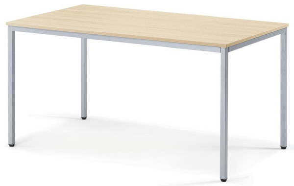 Deskin Besprechungstisch BASE-MODUL, Platte Ahorndekor, Gestell Alusilber RAL 9006, bis zu + 10 mm verstellbar, B 1200 x T 600 x H 720 mm, 217263