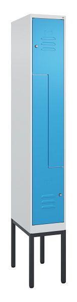 C+P Z-Spind Classic PLUS, Gestell, 2 Abteile, 2120x300x500mm, 7035/5012, Zylinderschlösser, 0800337-102 S10019