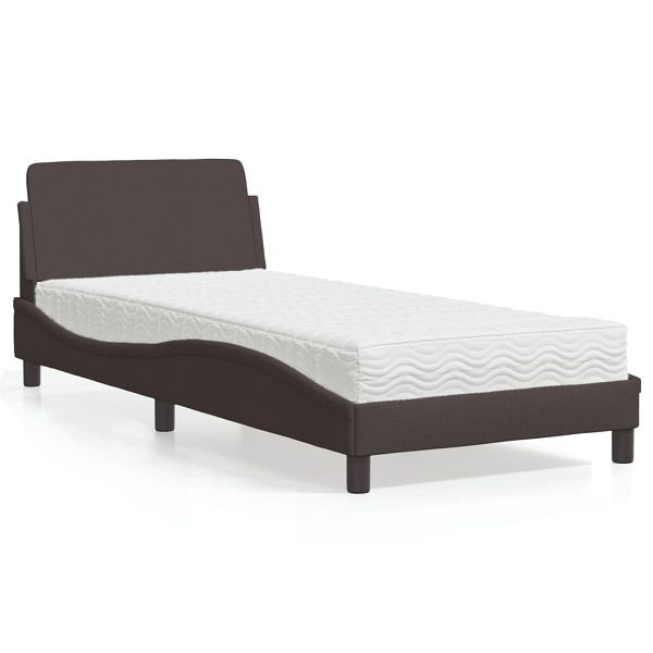 vidaXL Bett mit Matratze Dunkelbraun 90x190 cm Stoff, 3208307
