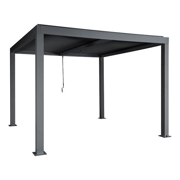 Mendler Pergola HWC-L46, Gartenpavillon Lamellen-Pavillon, 10cm-Aluminium-Gestell, Regenrinne sturmfest, 3x3m, anthrazit, 99267+99268+99269