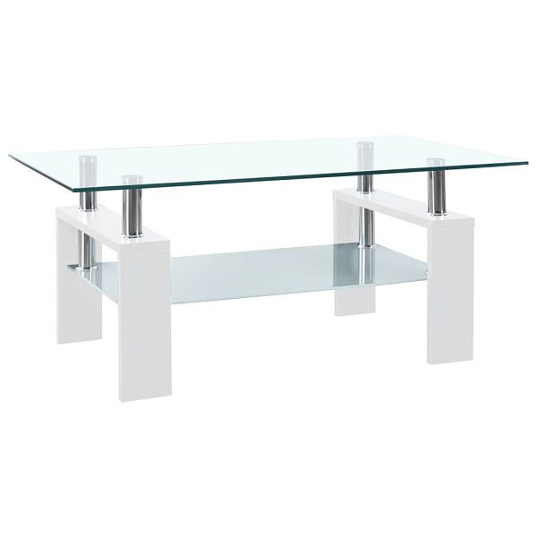 vidaXL Couchtisch Weiß Transparent 95x55x40 cm Hartglas, 330304