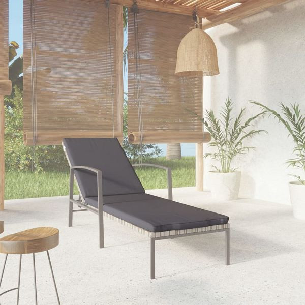 vidaXL Sonnenliege mit Auflage Poly Rattan Grau, 317636