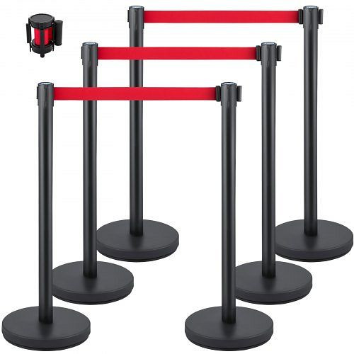 VEVOR Personenleitsystem 6 Ständer 90 cm Gesamthöhe Absperrung mit Vierwegadapter, GLZHSHDJTZGX6TVTYV0