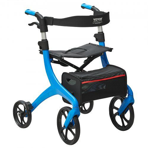 VEVOR Faltbarer Rollator für Senioren, aus Aluminium mit Sitz und verstellbarem Griff, 4-Rad-Mobilitätsgeher, Tragkraft 136 kg, Blau, XSZXQCKJLQ10XTXDUV0