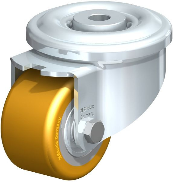 Blickle LKR-VSTH 65K Stahlblech-Kompakt-Lenkrolle mit Rückenloch, Blickle Extrathane®, Hellbraun, 754869