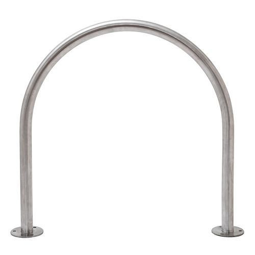 DENIOS Anlehnbügel aus Edelstahl, Rundrohr Ø: 48 mm, zum Aufdübeln, H 850 mm, 310967