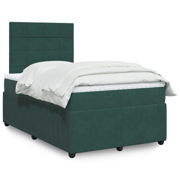 vidaXL Boxspringbett mit Matratze Dunkelgrün 120x200 cm Samt, 3294613