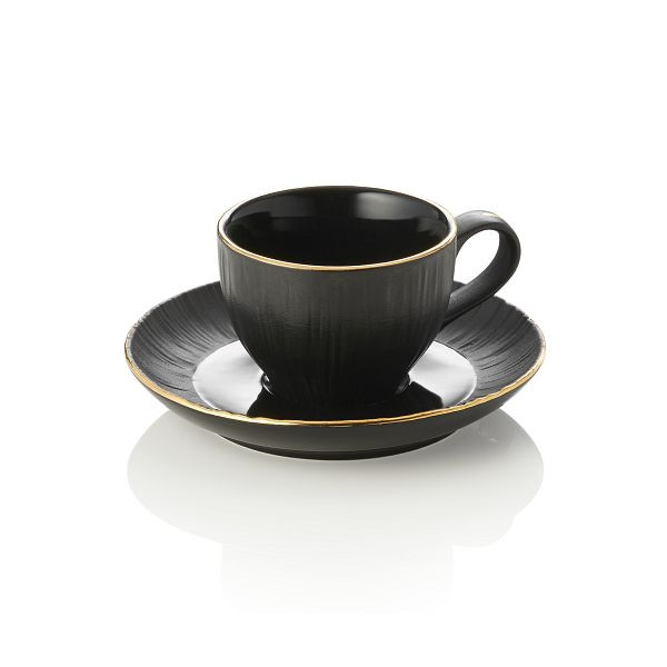 WAS Espressotasse mit Untertasse Set MAYA KURO, 80 ml, schwarz, Porzellan, VE: 4 Stück, 4851708