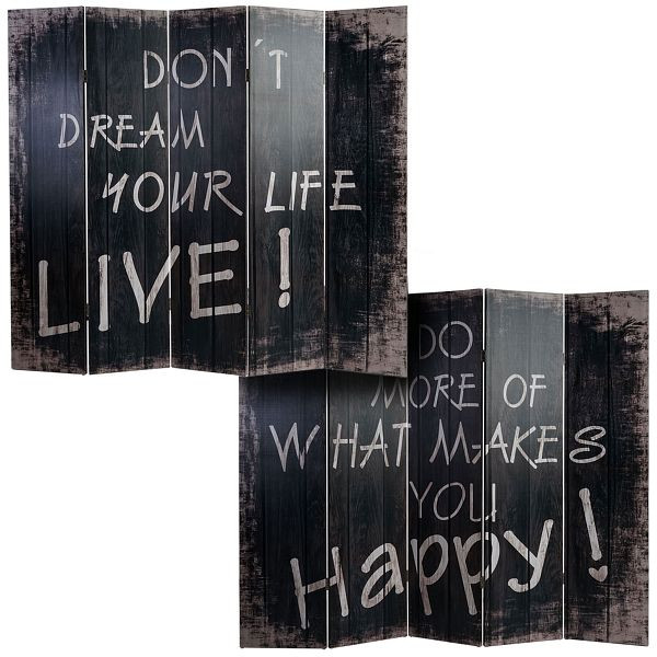 Mendler Foto-Paravent Vintage, Paravent Raumteiler Trennwand, 180x200cm, Spruch, 43004