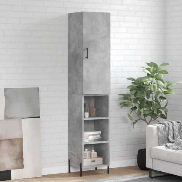 vidaXL Highboard Betongrau 34,5x34x180 cm Holzwerkstoff, 3198989