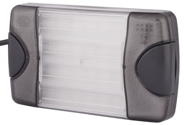 HELLA Heckleuchte, DuraLED, LED, 12/24V, Anbau/geschraubt, weiß, Kabel: 2500mm, offene Kabelenden, links/rechts, waagerecht, 2SB 980 606-201