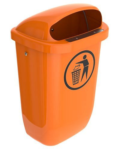 SULO Abfallkorb aus Polyethylen (PE), zur Wandmontage, 50 Liter Volumen, orange, 116027