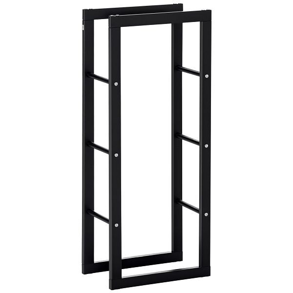 HOMCOM Kaminholzregal Metall 40 x 25 x 100 cm Brennholzregal Stapelhilfe Stahlrahmen bis 100kg Kaminholzunterstand, 820-145
