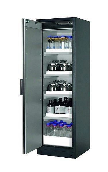 asecos Sicherheitsschrank Q-CLASSIC-90, Q90.195.060 in lichtgrau RAL 7035 mit 4x Wannenboden Standard (Polypropylen), 30072-041-30087