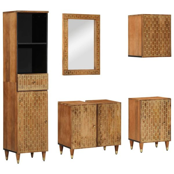vidaXL 5-tlg. Badmöbel-Set Massivholz Mango, Top-Qualität, 3206324