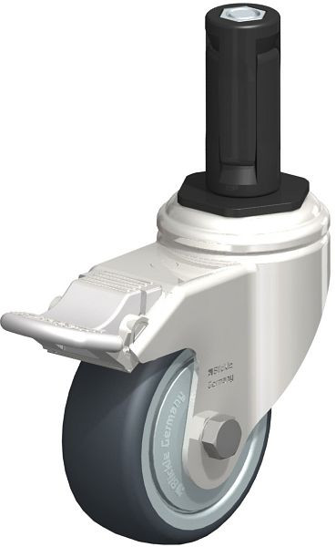 Blickle LKRXA-TPA 80KD-11-FI-FK-EXR13 Edelstahl-Apparate-Lenkrolle mit Expander & Feststeller, Thermoplastisches Gummi-Elastomer, Grau, 853131