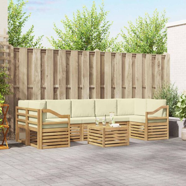 vidaXL Outdoor-Sofagarnitur mit Kissen 8-teilig Weiß und Creme Polyester, 3391570
