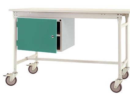 Manuflex Gehäuse-Unterbau mobil, Nutzhöhe 1 Tür und Einlegeboden mm mit graugrün HF 0001, für Tischtiefe 800 mm, graugrün, ZB4734.0001