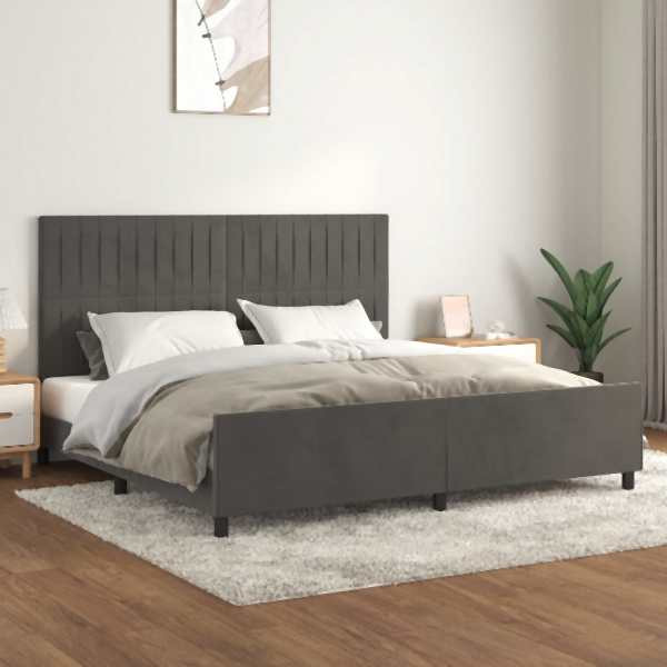 vidaXL Bettgestell mit Kopfteil Dunkelgrau 200x200 cm Samt, 3125898
