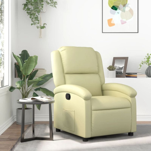 vidaXL Relaxsessel Creme Echtleder, 3205469, 8721012179578