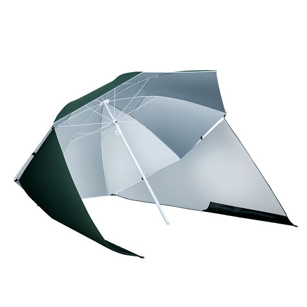 Outsunny 2-in-1 Sonnenschirm Strandmuschel Strandschirm Sonnenschirm, 210 cm x 210 cm x 222 cm, Grün + Weiß, 84D-022GN
