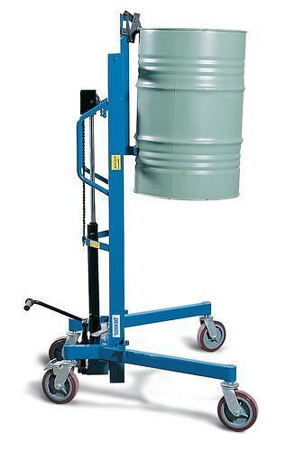 DENIOS Fasslifter XH aus Stahl, lackiert, großer Hubbereich, Fahrwerk verstellbar, für 200-l-Stahlfässer, 227164