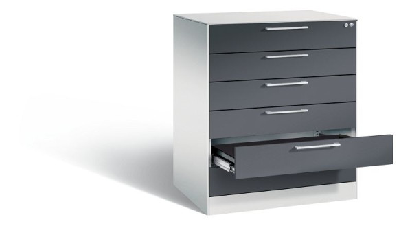 C+P Karteischrank Asisto, H1010xB800xT600mm, Farbe: Lichtgrau / Schwarzgrau, Bügelgriff, 146243-624 S10037