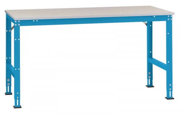Manuflex Arbeits-Grundtisch UNIVERSAL Standard mit Melaminplatte, BxTxH = 1000 x 600 x 760-870 mm, Lichtblau, AU4001.5012