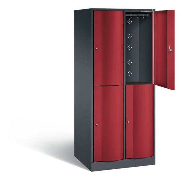 C+P Spind doppelstöckig XL Resisto, H1950xB772xT640mm, Farbe: Schwarzgrau / Rubinrot, 8270-273 S10034