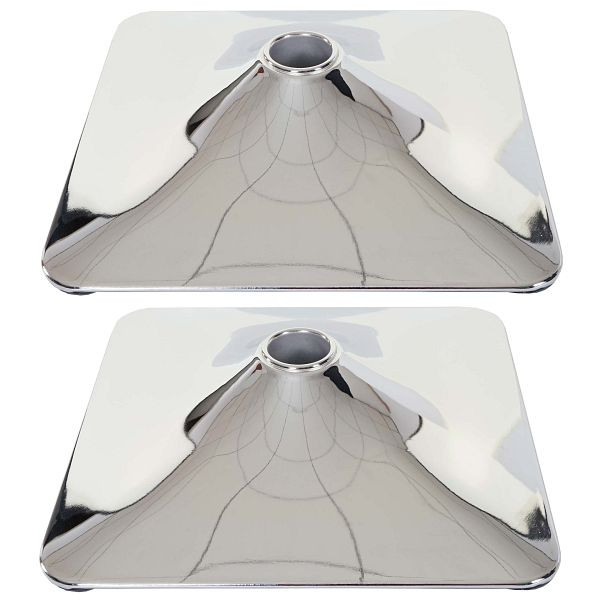 Mendler 2er-Set Fußteller Fußplatte Fuß für Barhocker Barstuhl Drehstuhl Esszimmerstuhl, rechteckig chrom Ø 37,5cm, 2x64057