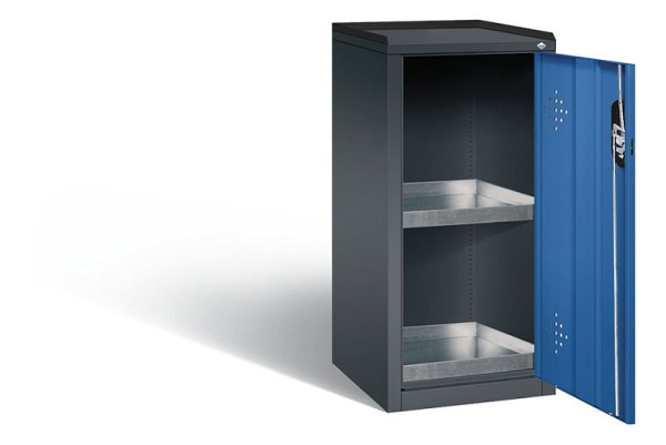C+P Umweltschrank Acurado, H1000xB502xT500mm, Farbe: Schwarzgrau / Enzianblau, Muldengriff, 8721-315 S10176