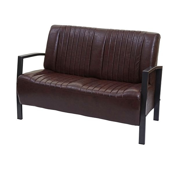 Mendler 2er Sofa HWC-H10, Couch Zweisitzer, Metall Kunstleder Industrie-Design, vintage braun, 72472