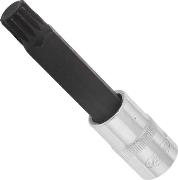 VIGOR Innenvielzahn Schraubendreher-Einsatz (XZN), Vierkant hohl 12,5 mm (1/2 Zoll), Innen Vielzahn Profil XZN, M14, Länge: 100 mm, V2121