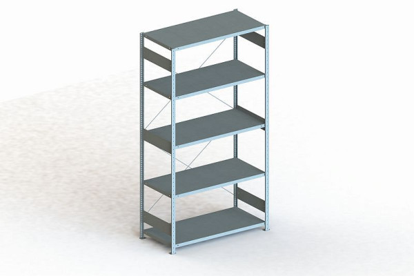 Meta Steckregal Meta CLIP 230 S3 Grundfeld, Höhe: 2500mm, Länge: 1300mm, Tiefe: 600mm, Bodenanzahl: 5, verzinkt, 9900004459