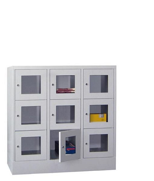 Pavoy Schließfachschrank mit Sockel 1187/500/1200, 3b x 3h, Zylinderschloss, Abteilbreite 400, Sichtfenster, 61213-334-091-910905