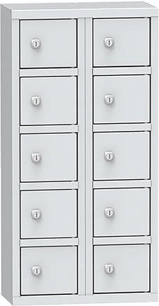 Deskin Wertfachschrank mit 10 Fächern, Korpus und Türen Lichtgrau RAL 7035, H 780 x B 390 x T 200 mm, Zylinderschloss, 358056