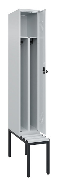 C+P Spind Evolo PLUS, 1 Abteile, 2120x300x815mm, 7035/7035, Haken 4, Drehriegel, Sitzfläche Kunststoff, Sitzbank, 0490507-10F S10068