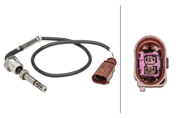 HELLA Sensor, Abgastemperatur, 2-polig, geschraubt, Kabel: 340mm, 6PT 358 181-301