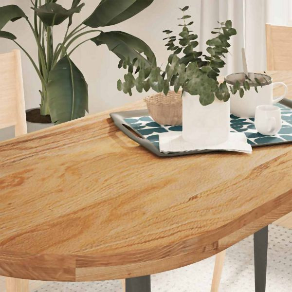 vidaXL Tischplatte Hellbraun 140x60x4 cm Massivholz Eiche Oval, 4009076